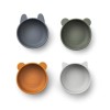 4 siliconen kommetjes - Iggy blue mix  (Geboortelijst Lior V.)